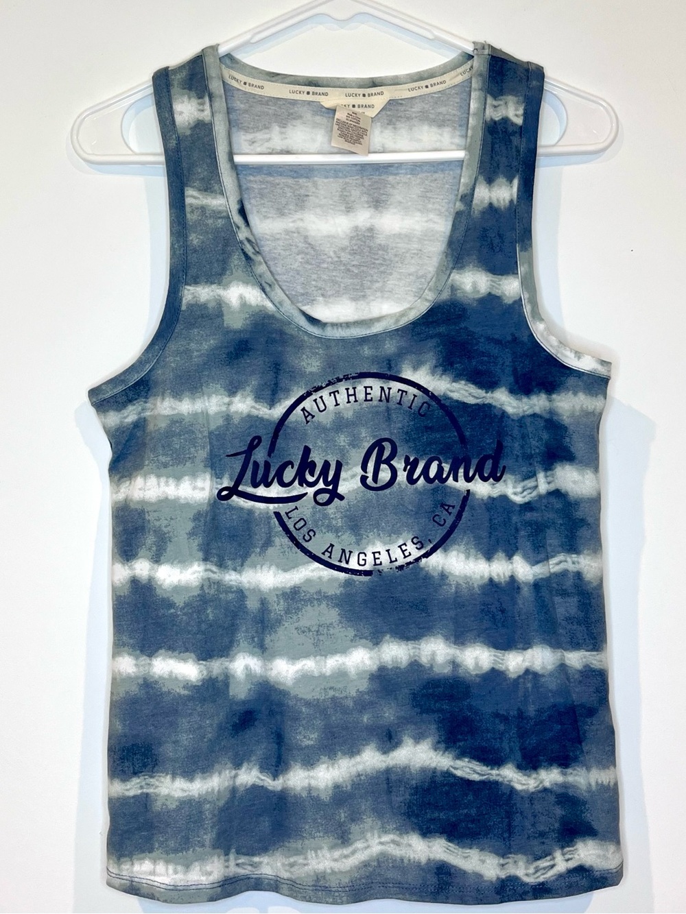 Lucky Brand Blue and White Tie-Dye Tank Top